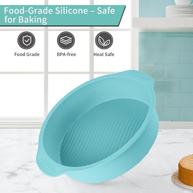 10" Silicone Springform Protector, Leakproof Water Bath, Blue