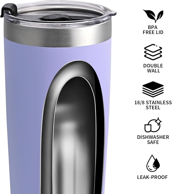 NESTALLY Crafted 20oz Insulated Coffee Tumbler with Lid,Lavender | Stainless Steel Double Wall Vacuum, BPA Free,Travel Coffee Mug Keeping Drink Cold & Hot,Gifts for Women Men Her Him