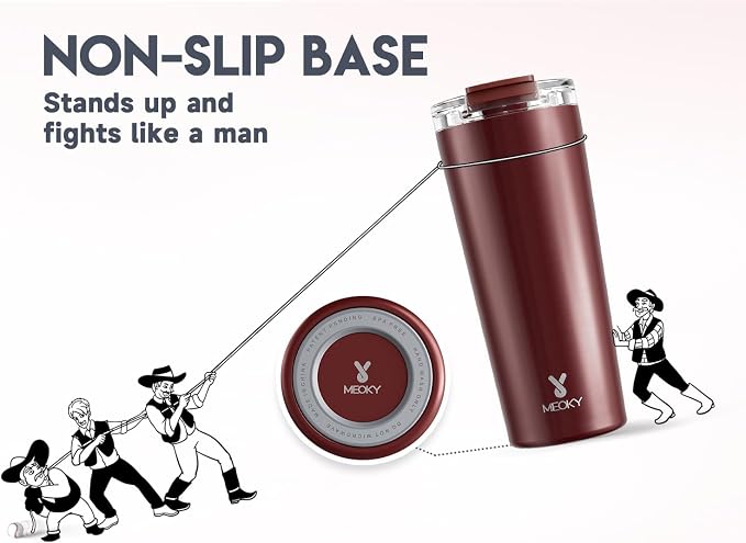 Meoky 24 oz Insulated Travel Coffee Mug: Leak Proof Lid, Mahogany | Stainless Steel Coffee Tumbler, Keeps Hot for 8 Hours or Cold for 24 Hours, Fits in Car Cup Holder, BPA Free