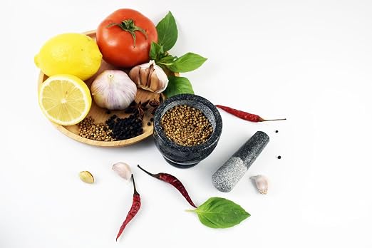 Small Granite Mortar and Pestle Set, Miniature Grinder for Herbs, Asian Spices and Seeds for Thai, Chinese, Indian Cuisine Chefs and Home Cooks — (Grey 3 in, 2 oz.)
