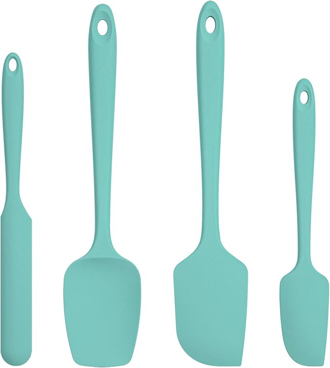 U-Taste Silicone Spatula Set with 600 Degrees Fahrenheit Heat Resistant (Teal/Aqua Sky) | Food Grade Hot-Proof Seamless Rubber Scraper, Kitchen Flexible Silicon Cooking Utensil Set, Diswasher Safe Baking Supplies