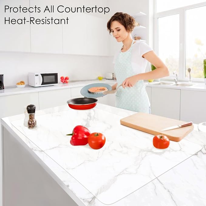 Oversize Silicone Placemat, 31.5 * 16.93" Food-Grade Flexible Silicone Table Mat for Baking Pastry Non-Stick, Kids Nonslip Dinner Placemat Heat Resistant Waterproof Countertop Protector, Translucent