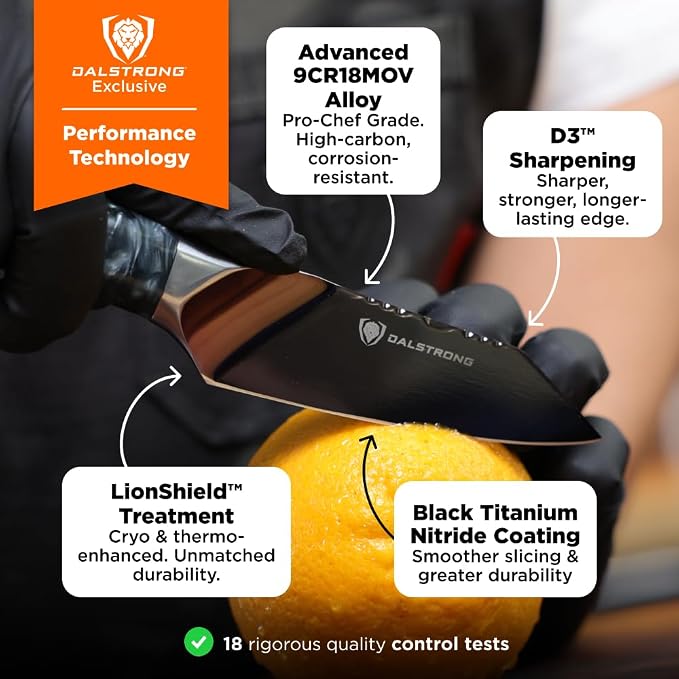 Dalstrong 2-Piece Set — 8" Chef & Paring Knife — Black Titanium-Coated 9CR18MOV Steel, 58+ HRC — For Daily Cooking & Prep — Dark Blade, Celestial Resin Handle, Valhalla Ravenstone, customer support