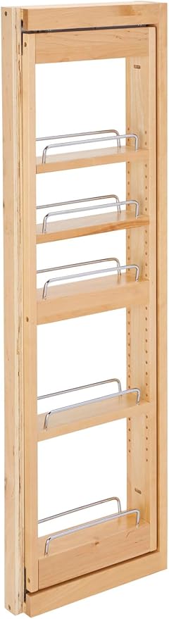 Rev-A-Shelf Kitchen Cabinet Pull Out Wall Filler Wooden Organizer Slide Out Pantry Storage w/Soft-Close in Multiple Sizes, 3 x 39 in, 432-WFBBSC39-3C