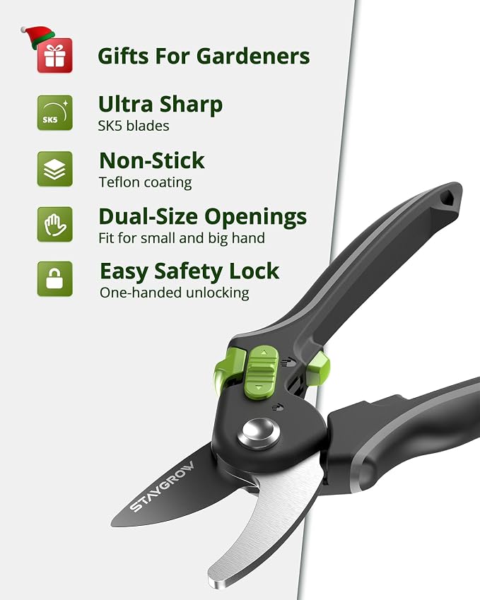 Gardening Scissors, Sharp Plant Trimming Scissors 2 Pack | Stainless Steel Pruning Shears for Precise Cuts,Bonsai Clippers,8.5" Bypass Garden Shears & 6.5" Straight Trimming Scissors