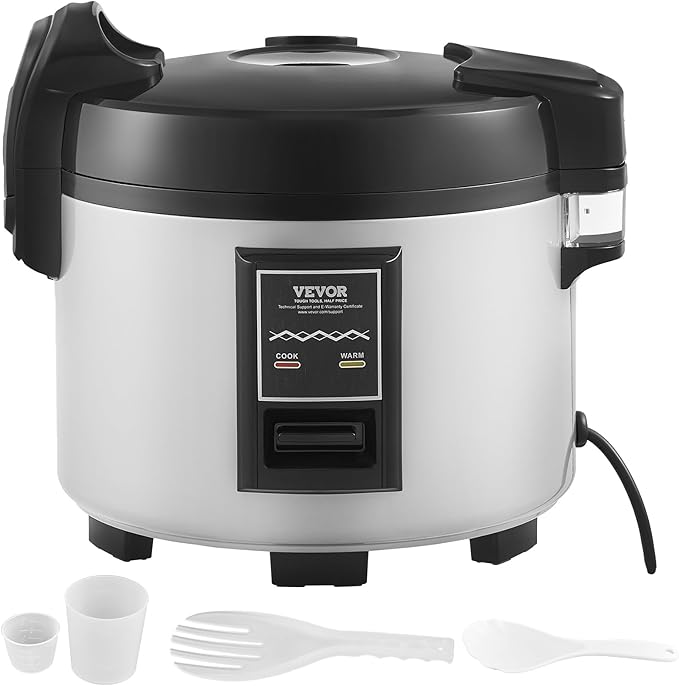 VEVOR Commercial Rice Cooker, 60-Cup Rice Cooker, 13.74 Qt / 13 Liter Large Rice Cooker and Warmer with Nonstick Inner Pot, Fast Cooking and 12-Hour Keep Warm, with Rice Cup and Paddle, for Restaurant