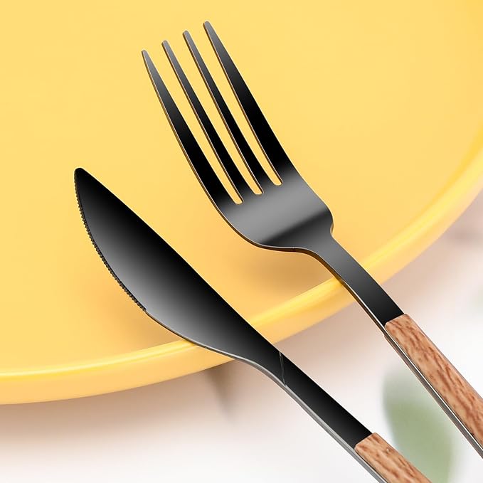 Black Dining Stainless Steel Flatware Serving Sets for 4,Dishwasher Safe | Cutlery Utensils Set Include Knives/Forks/Spoons Service for 4, Mirror Polished , for Home, Restaurant, Wedding