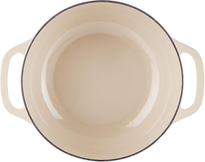 Lodge 3 Quart Enameled Cast Iron Dutch Oven with Lid – Dual Handles – Oven Safe up to 500° F or on Stovetop - Use to Marinate, Cook, Bake, Refrigerate and Serve – Sandalwood