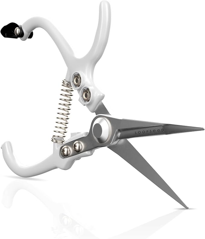 Precision Plant Pruning Shears - Straight Blade, White | Ergonomic garden trimming scissors with sharp tapered tip for bonsai, herbs, and flowers