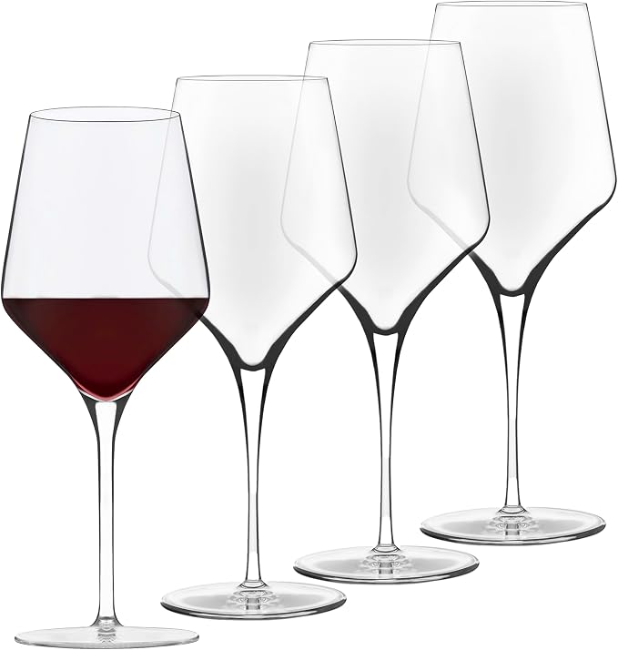 Libbey Signature All Purpose Wine Glasses, Stemmed, Modern White and Red Wine Glass Set of 4, Elegant Glassware Sets for Weddings, Birthdays