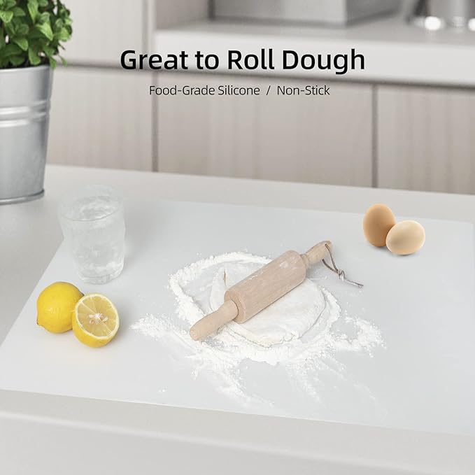 2 Pack Silicone Mats for Kitchen Counter, Treerit 23.62" x 15.75" Thick Large Silicone Mat, Nonskid Heat Resistant Countertop Protector, Easy to Clean, White Translucent
