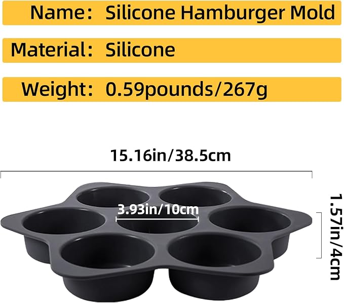 7-cavity Silicone Hamburger Bun Pan, Nonstick Loaf Pan & Heat Resistant Burger Bun Pans for Baking, Bread Pans for Homemade Bread, Bread pans for baking, Easy to Use Burger Pan
