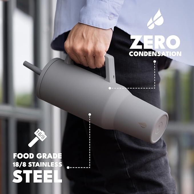Elemental Spill Proof 40oz Insulated Tumbler with Handle & Straw Travel Mug | Stainless Steel Commuter Travel Coffee Mug for Cold Beverages, Includes 2 Straws & a Spill Proof Lid for Everyday Use