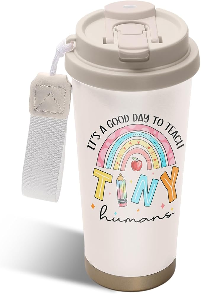 Daycare Teacher Stainless Steel 2-in-1 Lid Coffee Tumbler 18 oz Preschool Teacher Gift Insulated Travel Coffee Mug Appreciation Gift for Teacher's Day Graduation Birthday