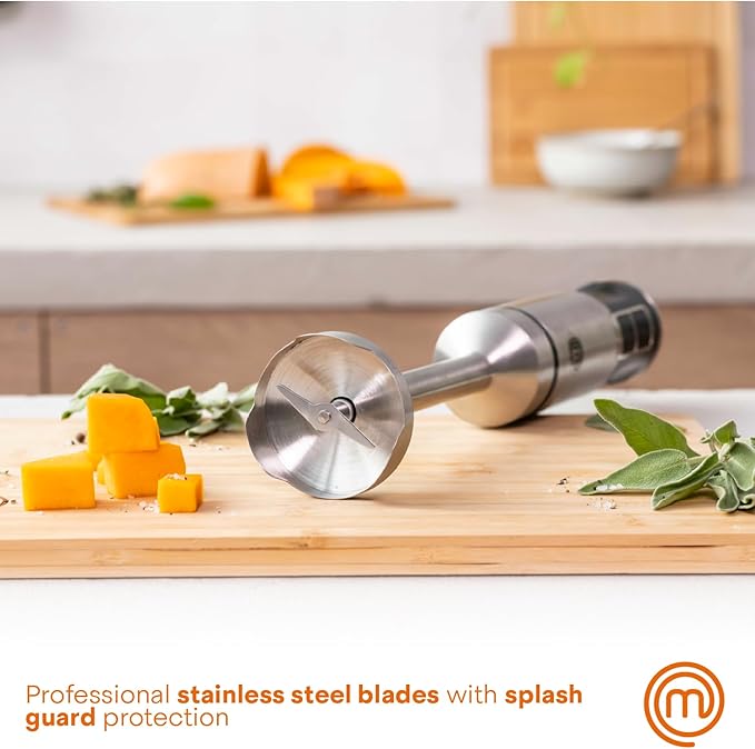 MasterChef Immersion Blender Handheld, Hand Blender 3 in 1 Set, 400W Motor | Stainless Steel Blending Stick Emulsifier to Puree for Baby Food, Soup etc, with Electric Chopper Attachment & Measuring Jug