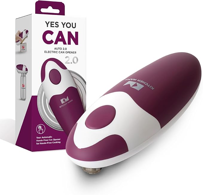 Kitchen Mama Auto 2.0 Electric Can Opener, Burgendy Mist | Refined Blade, Automatic Hands Free, Smooth Edge, Food-Safe, Battery Operated