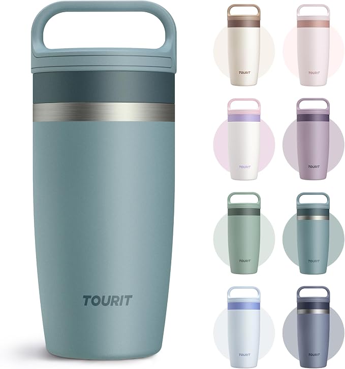 TOURIT Travel Coffee Mug 16 oz,Leakproof 2-Part Lid Tumbler,Dark Green | Coffee Tumbler Cup, Insulated Stainless Steel Travel Mug, Dishwasher Safe Reusable Water Bottle, BPA-Free Coffee Mug