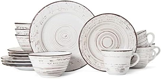 Pfaltzgraff Trellis Coastal 16-Piece Dinnerware Set, Service For 4, White