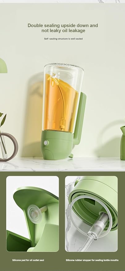 Glass Olive Oil Sprayer 16oz/470ml – 2-in-1 Oil Dispenser & Spray Bottle for Cooking, Portion Control, Salad, Air Fryer, BBQ – Leak-Proof, Fine Mist Bottle with 6 Decorative Labels (Green)