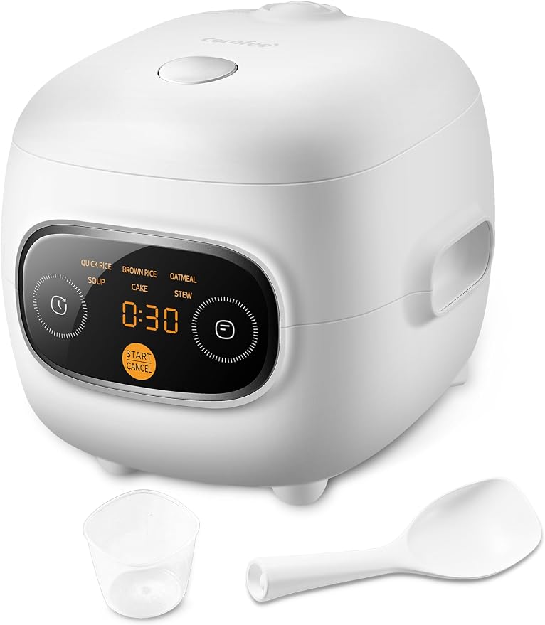 COMFEE' Mini Rice Cooker with 6-Functions, 2-Cups Uncooked Rice