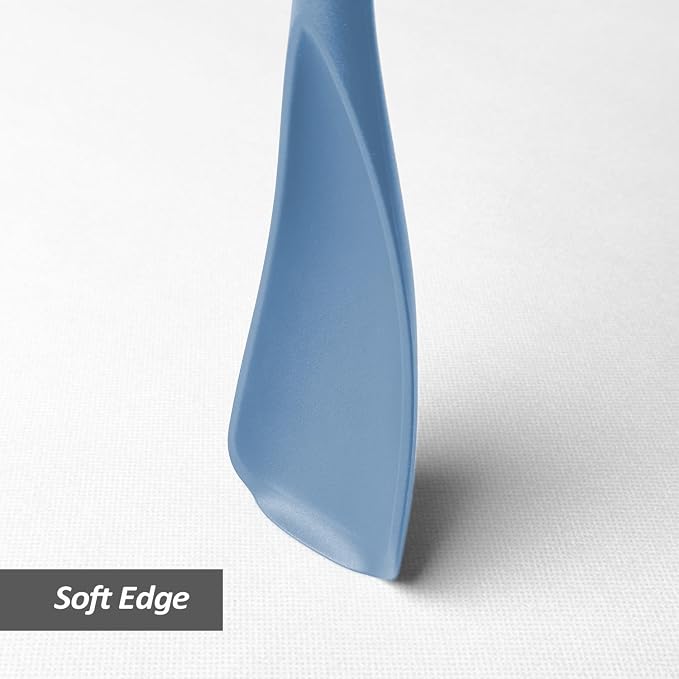 Cooking Spoon for Nonstick Cookwares, VOVOLY Silicone Spoon for Mixing, Scoop, and Scrape,Seamless Design, 12.6'', 2 Pack, Starry Blue