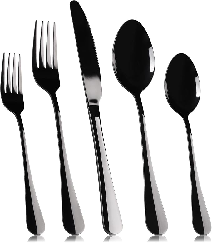 Black Silverware Set for 4, SANLUNS 20-Pieces Spoons Forks Knives Set,Flatware Set,Stainless Steel Tableware Cutlery Fine Dining Utensils Set,Great for Family Gatherings & Daily Use Dishwasher Safe