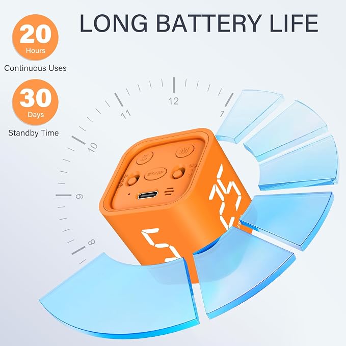 Rotating Pomodoro Timer 5/25/10/50, Desk Productivity Timer for ADHD,Orange | Countdown/Stopwatch Cube Timer, Vibration/High/Low Volume/Custom Modes, for Work Study, Back to School, Kitchen