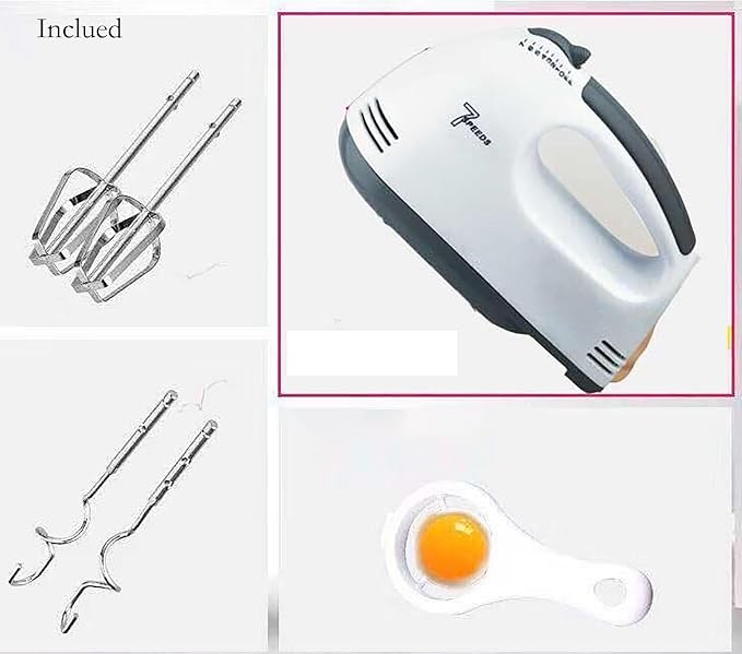 Electric Hand Mixer, 7 Speed Egg and Flour Automatic Mixing with Whisk for Cooking of Bread, Cake (1)