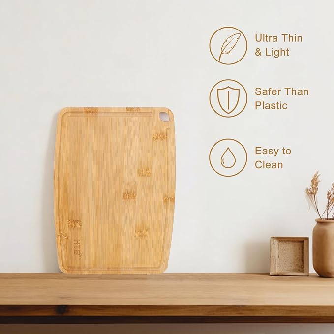HTB Bamboo Cutting Board for Kitchen Wooden Chopping Board, Mini 1PCS | Lightweight, Solid, Small, Bamboo, Sandwich Boards, Serving Boards, Breakfast, Machine wash