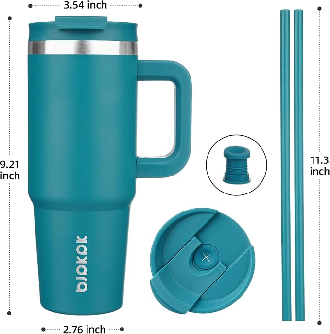 BJPKPK 30 oz Insulated Tumbler with Handle & Straw, Stainless Steel | Double Wall Vacuum Insulation, Leak Proof, BPA Free, Dishwasher Safe, Cupholder Friendly, Travel & Outdoor, Laguna