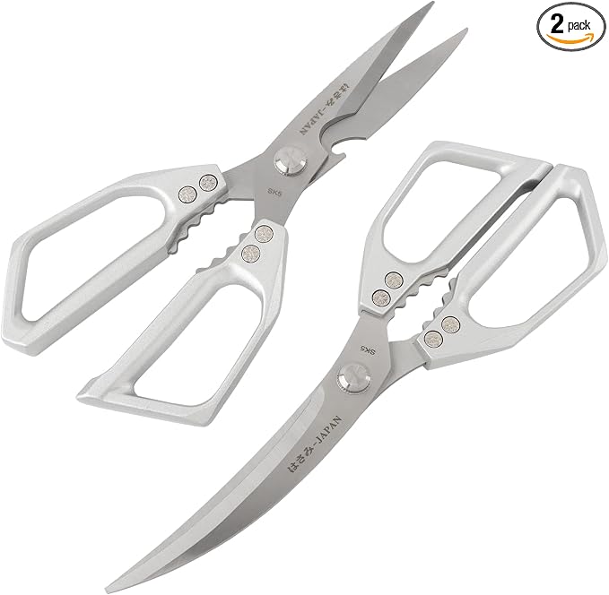 2Pcs Kitchen Scissors Set, Heavy Duty Sharp Silver Poultry Shears | All Purpose Kitchen Shear, Dishwasher Safe for Cutting Food, Chicken Bones & Turkey