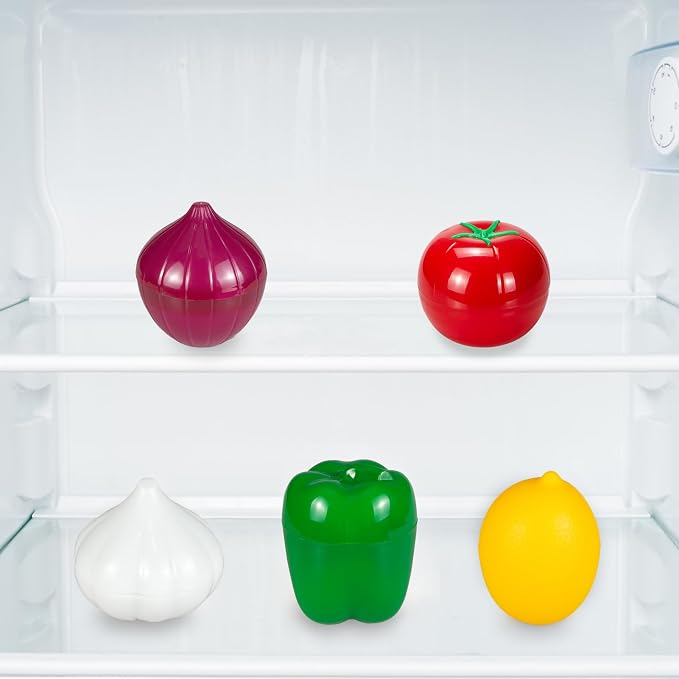 Vegetable and Fruit Storage Containers for Refrigerator, Green Pepper and Lemon Storage, Food Storage Containers with Lids, Pack of 2