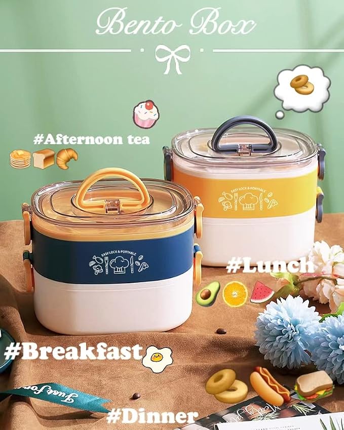 Kawaii Bento Box, Leakproof Lunch Box with Bag & Tableware