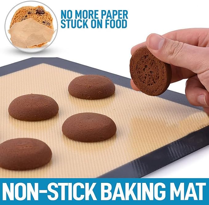 Silicone Baking Mat, 16.5" x 11.6" Silicone Cookie Sheets for Baking, Reusable Baking Mat, Non-Stick Reusable, Food Safe, Dark Gray Oven Baking Sheet for Making Cookies Macaroons Bread 1 Pack