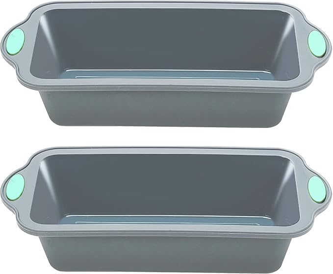 9 Inch Silicone Bread and Loaf Pan, 2 Pack Food Grade Nonstick Silicone Molds for Baking Banana Bread, Meat Loaf, Pound Cake, with Metal Reinforced Frame More Strength