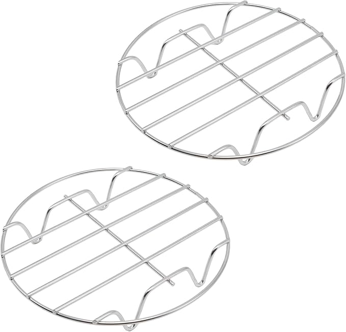2 Pack Round Cooking Racks, 304 Stainless Steel Baking and Cooling Steaming Roasting Rack for Air Fryer Pot Pressure Cooker Canning(5.9 Inch)