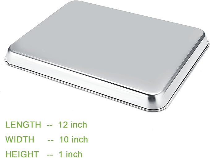 Stainless Steel Baking Pan, Large Cookie Sheet Set for Toaster Oven Tray Pans by Umite Chef, Superior Mirror Finish, Easy Clean, Dishwasher Safe, 12 x 10 x 1 inch, 3 Piece/set