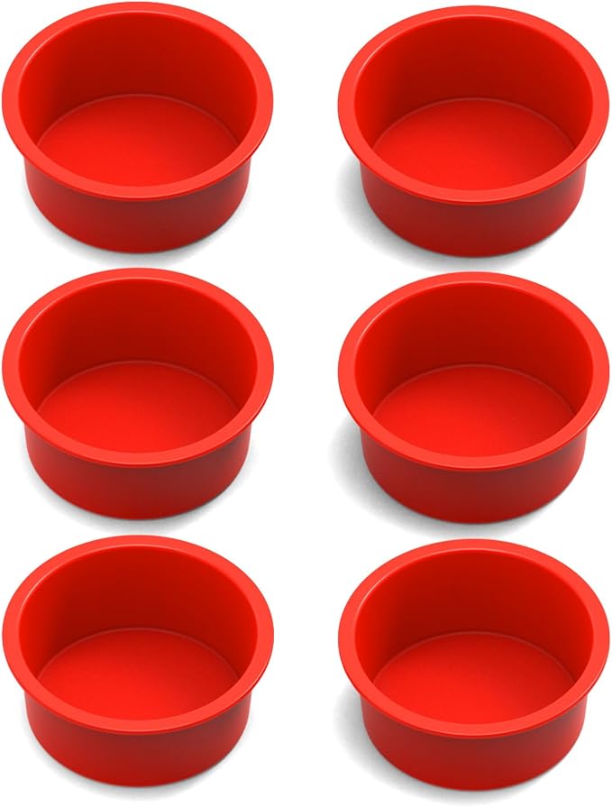 4 inch Mini Cake Pans, 6 Pack Nonstick Silicone Small Cake Pans | Smash Cake Pans for Bento Cake, Muffin and Egg Bites, Healthy & Sturdy, Easy Release & Easy Clean