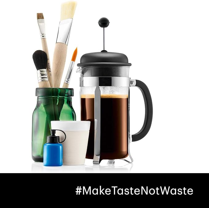 Bodum French Press Caffettiera White - 1L / 8 Cup Coffee Maker - Durable Glass & Stainless Steel Filter - BPA-Free Dishwasher Safe Percolator - Cafetiere Made in Portugal