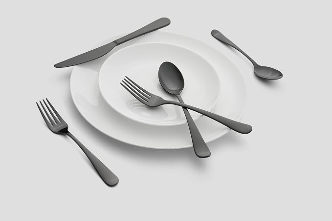 Cambridge Silversmiths Rhiannon Black Satin 20-Piece Flatware Set, Service for 4