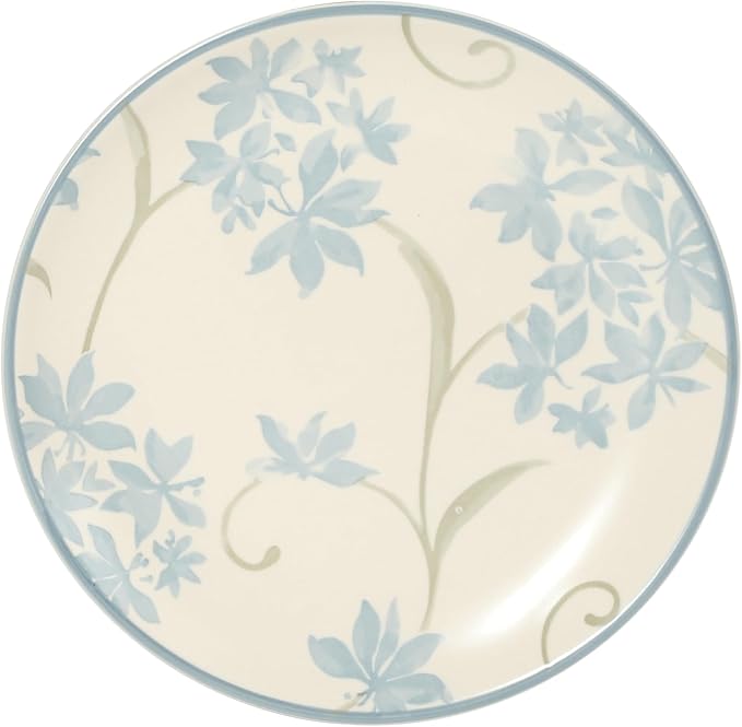 Gibson Home Admiral Hall 12-Piece Matte Stoneware Dinnerware Set – Dinner Plates, Salad Plates & Bowls with Blue Floral Pattern, Durable Everyday Dish Set, Microwave & Dishwasher Safe