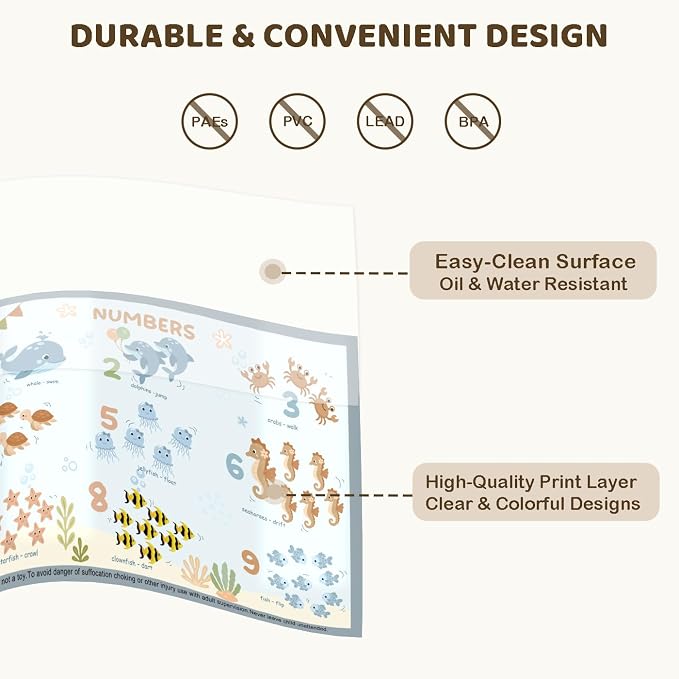 Disposable Placemats for Baby & Toddlers, 45 Pack Baby Disposable Placemats for Restaurants, Disposable Table Mats for Babies, Kids Placemats for Travel, Dining Out & Daily Use (Beige)