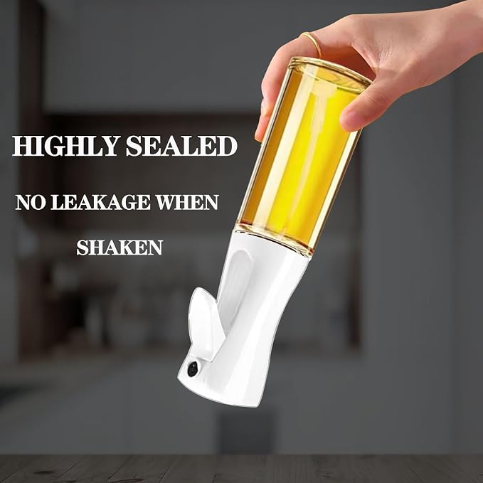 Oil Sprayer for Cooking -200ml Glass Olive Oil Sprayer, Cooking Sprayer, Kitchen Gadgets for Air Fryer, Canola Oil Spritzer, Widely Used for Salad Making, Baking, Frying, BBQ (Black)