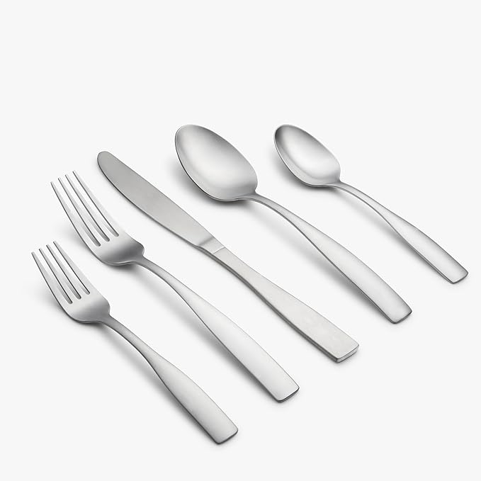Cambridge 263K7CSLG31 Madison 62-Piece Flatware Set With Oak Tray (Pack of 2)