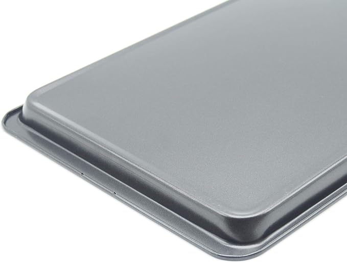2PCS Cookie Sheet 10x14.5 Inch (Inner 9x13) Baking Sheet Nonstick Heavy Carbon Steel Baking Pans Bakeware | Nonstick, Heavy Carbon Steel, Inner size 9x13", Food Tray, Toaster Oven Pans, 1/4 Sheet Pan, Easy Clean, Reheat Food