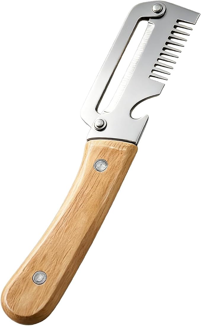 2026 Upgrade Vegetable Peeler With Wooden Handle, Stainless Steel Wide Blade Potato and Carrot Peeler, 3-in-1 Veggie Peeler With Scallion Shredder and Bottle Opener for Kitchen, Camping and Travel