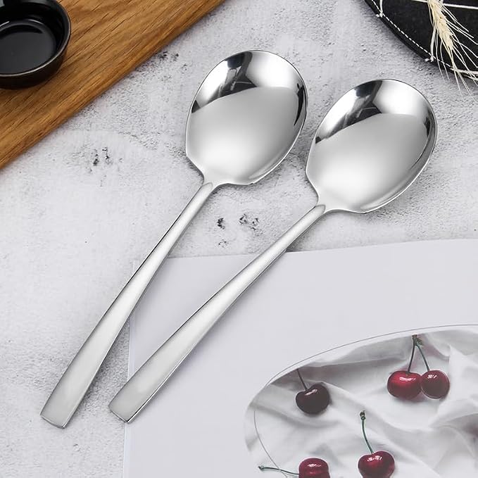 Serving Spoons Set Stainless Steel 9.14 Inch Serving Utensils for Buffet Catering Dishwasher Safe(6-pieces, Silver)