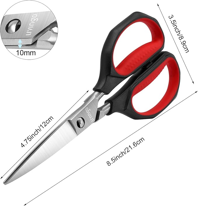 LIVINGO 8.5" Heavy Duty Kitchen Shears Stainless Steel Come Apart Scissors | Sharp Food Scissors with Forged Blade and Detachable Design for Cutting Poultry, Chicken, Meat, Bones and Vegetables Easily