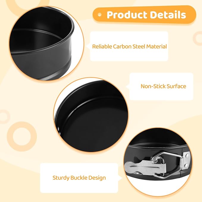 8 Pcs 4-Inch Springform Pan Set, Nonstick Mini Cheesecake Pans with Removable Bottom & Leakproof Design, Carbon Steel, Ideal for Home Baking Cakes & Desserts