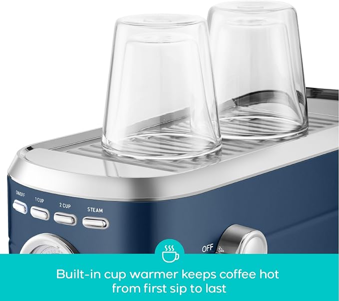CASABREWS CM5418 Espresso Machine, Espresso Coffee Maker with Steam Wand | Stainless Steel, 20-Bar Pump, Built-in Pressure Gauge, Powerful Steam Wand for Cappuccino Latte for Home, 34oz Water Tank